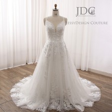 2025 Glitter Lace Wedding Dress Bridal Gown Beaded Custom made Cross Back Straps