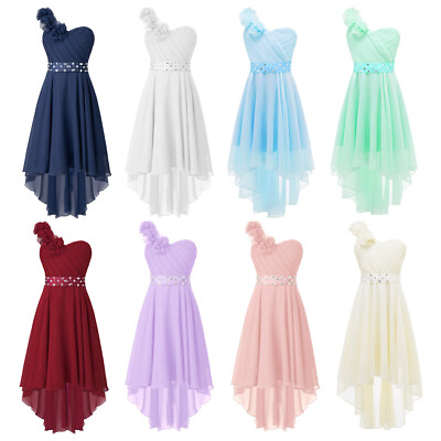 Flower Girls One Shoulder Chiffon Dress Wedding Bridesmaid