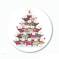 Polar Bear Christmas Tree Party Favors Scrapbook Stickers Labels Envelope Seals