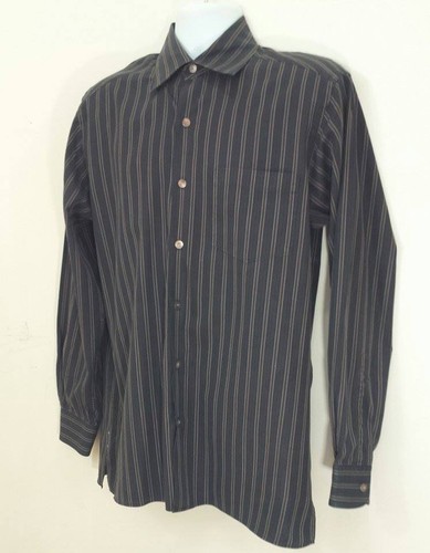 Ermenegildo Zegna Mens Long Sleeve Shirt sz M Medium Black Stripe Made in Italy - Picture 8 of 11