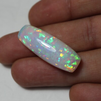 27.7 Cts 32.7x12.2 MM Natural Multi Fire Ethiopian White Opal Long Cushion Shape