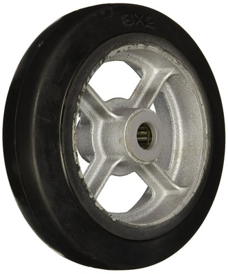Wesco 15010 8'' Diameter Cast Iron Center Moldon Rubber Wheel 600-lb. Capacity