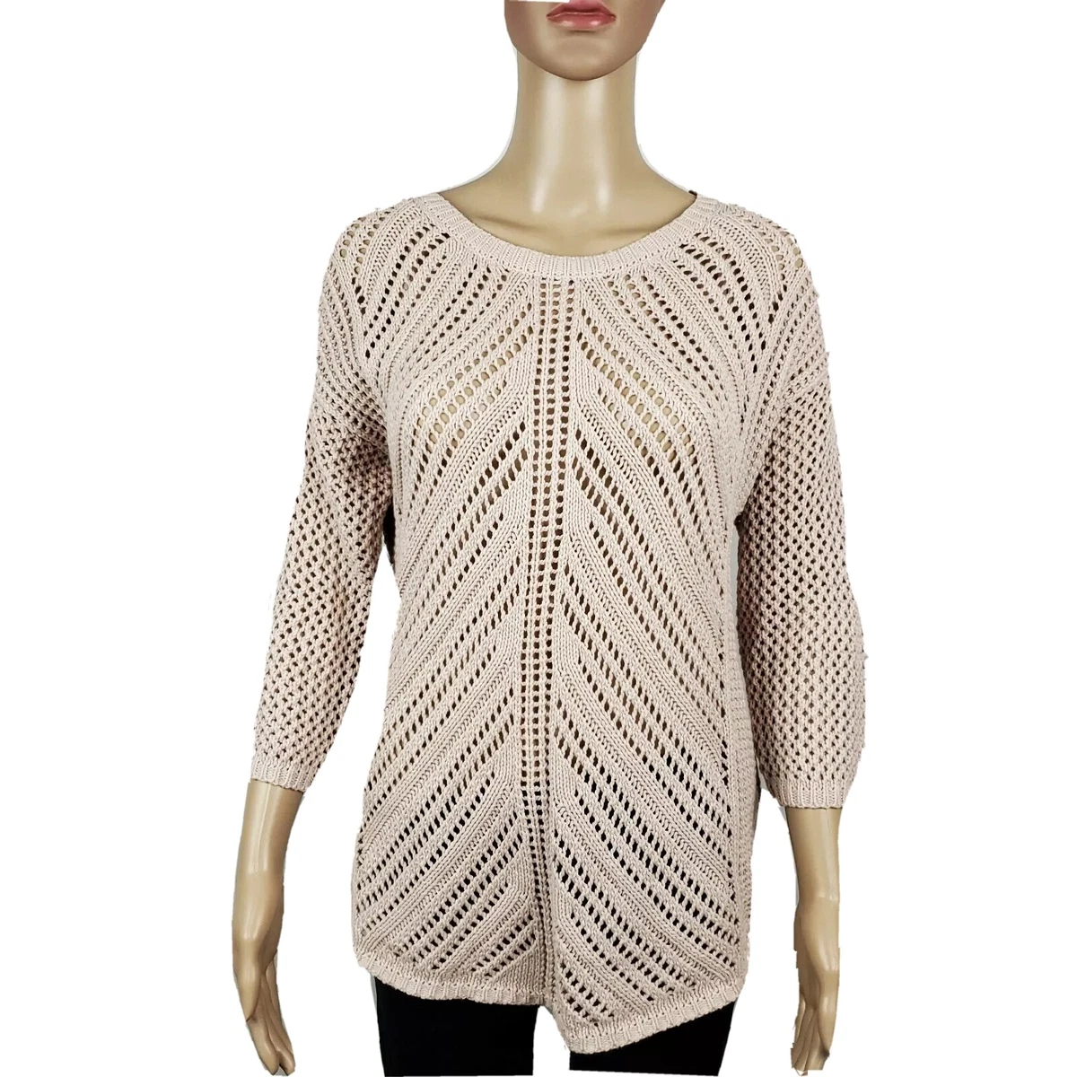 United States Sweaters Blush Crocheted Tunic Length Sweater Size Small