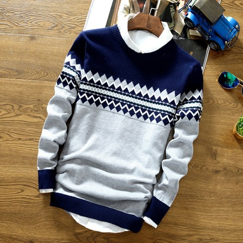 Mens Jumper Long Sleeve Sweater Classic Pullover Top Sweatshirt Knitted Pullover - Picture 9 of 9