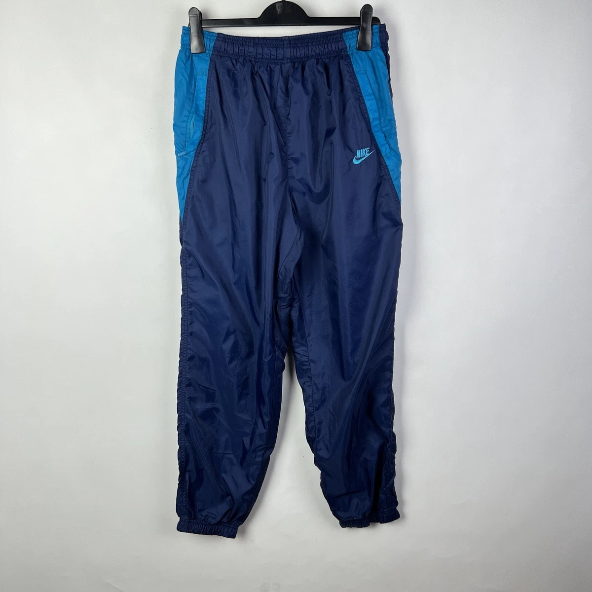 Vintage Nike Nylon Track Pants Men s L Large 90 s Blue Sweatpants RARE