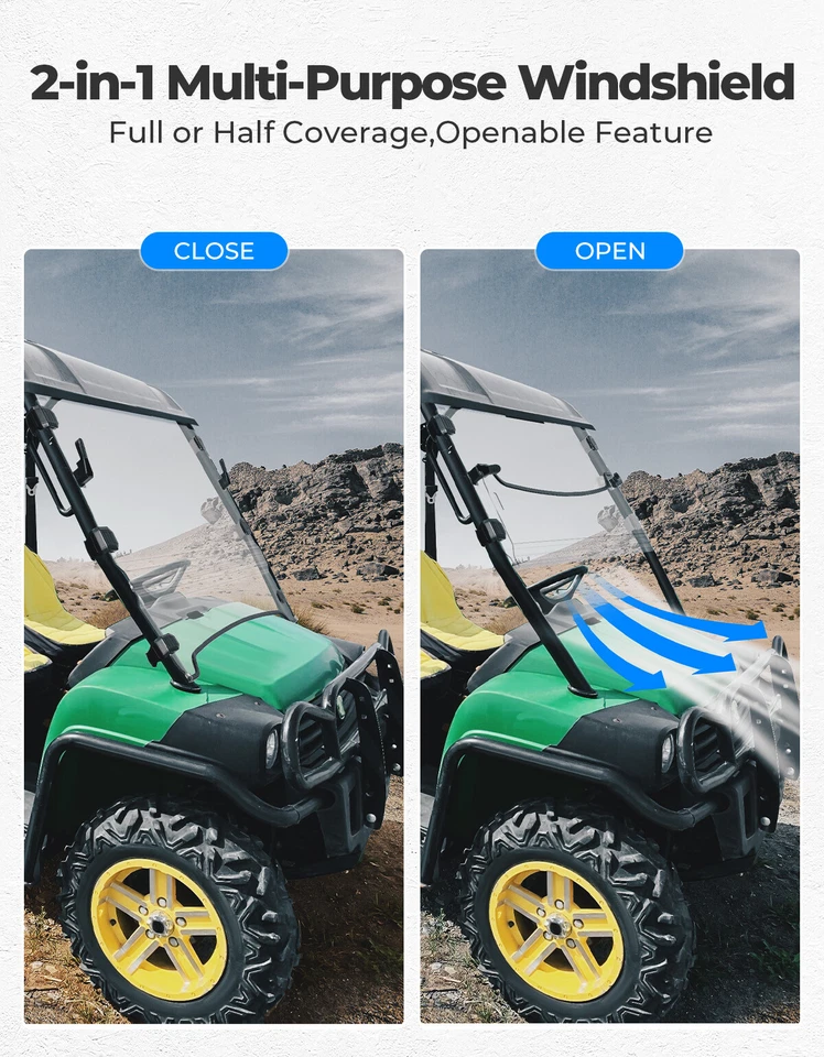 Parabrisas plegable abatible para John Deere Gator HPX XUV850 XUV855D 620i 625i 825i Foto 2 de 4