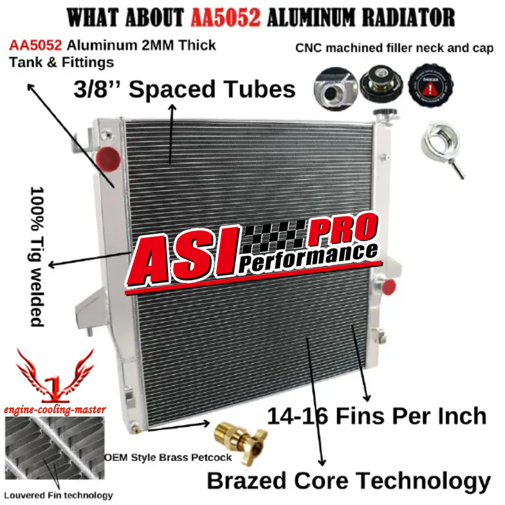 Aluminum 2 Row Radiator For 2003-2009 Dodge Ram 2500 3500 Cummins 5.9L Diesel
