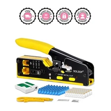 Ethernet Crimp Tool Kit Metal 11" Compact with Tester & 100 Connectors