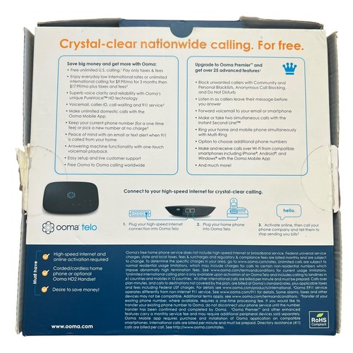 Ooma Telo VoIP Free Home Phone Service 100-0272-301 UPC 811008020279 - 第 5/23 張圖片