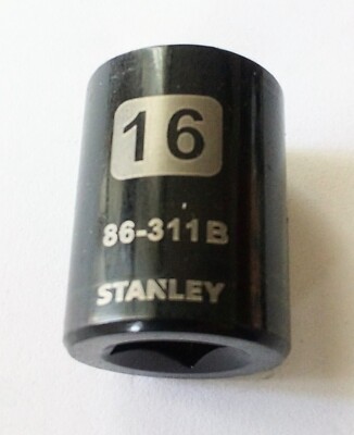 Stanley 16 mm x 3/8'' Standard Socket 86-311B Black Chrome 6 Pt Free Shipping