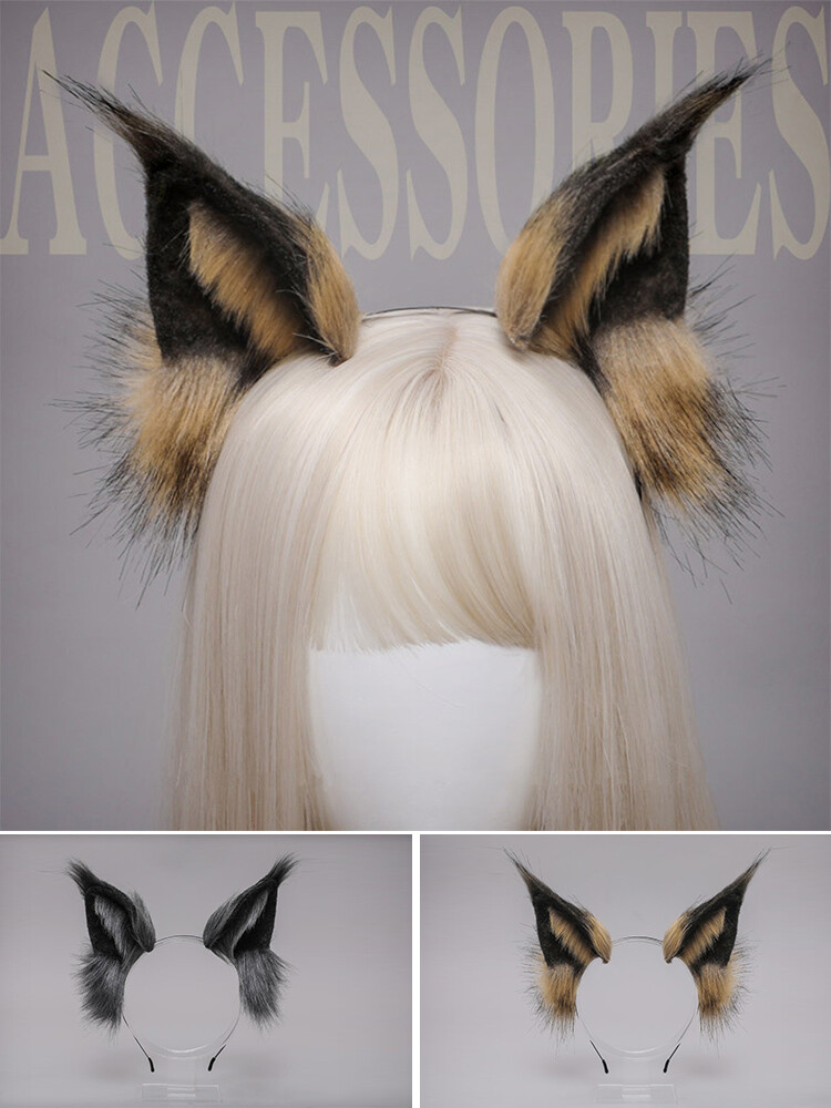 Faux Fur Wolf Ears Headband Realistic Furry Animal Hair Hoop  display picture 2