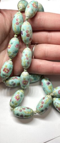 VTG CHINESE EXPORT  Hand  Knotted Painted Turquois