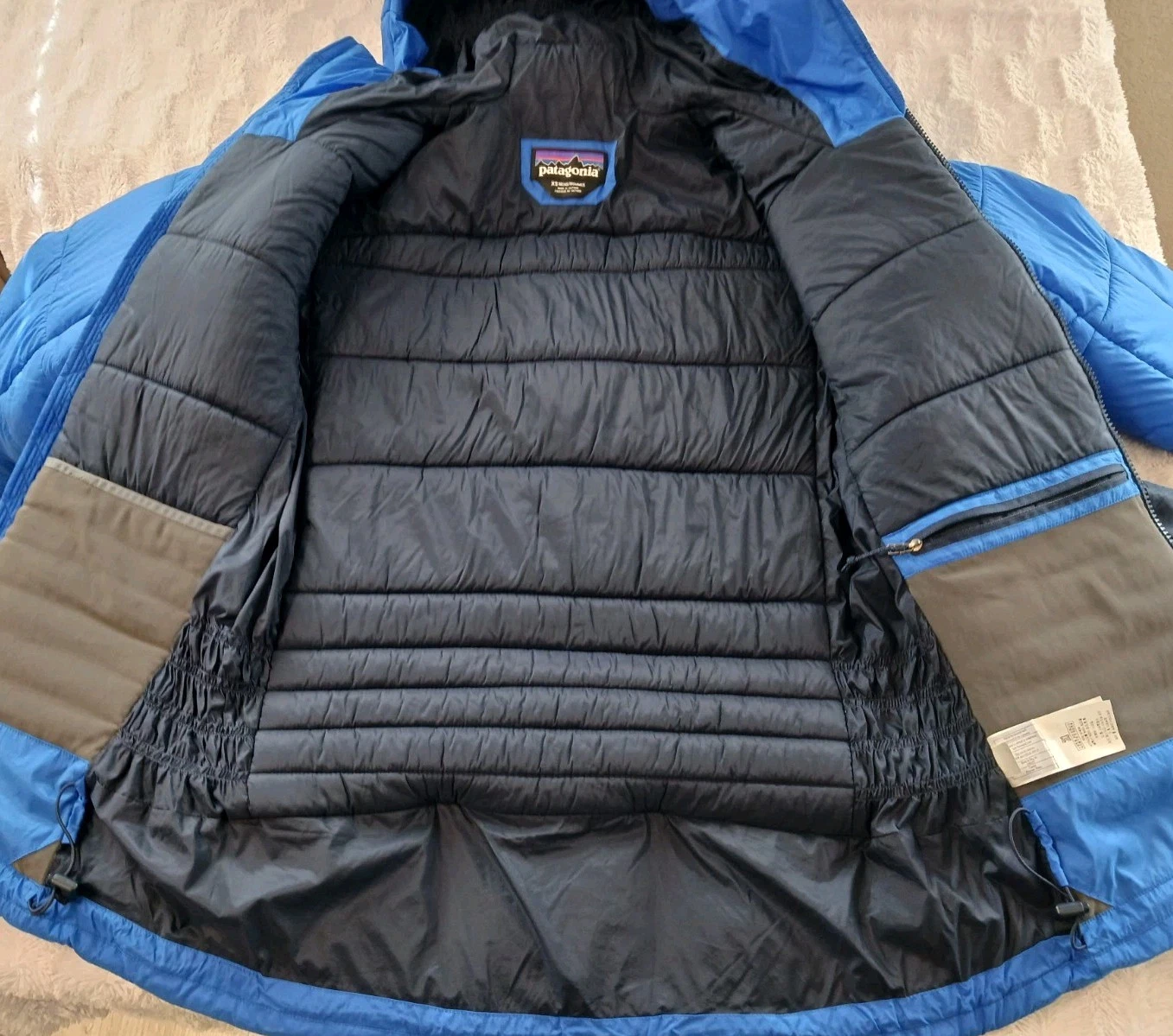 patagonia hyper puff hooded parka worn wear with bag jacket