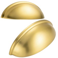 10 Pack 3 Inch Brushed Gold Cup Drawer Pulls Gold Cabinet Handles Gold Cabine...