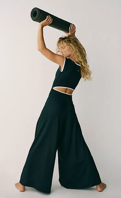 NEW FREE PEOPLE FP MOVEMENT BLACK WHITE PIPE DREAM ONE PIECE