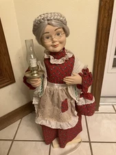 Vtg Telco Mrs. Claus 24” Animatronic Doll w/ Lighted Candle Works Moves VIDEO