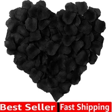 1000-Piece Black Artificial Silk Rose Petals - Indoor & Outdoor Party Essentials