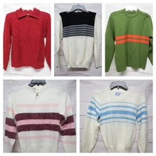 Vintage Sweater Lot of 5 1970s 1980s Ladies Small Medium Stripes