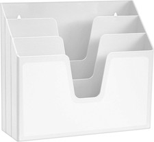 Horizontal Triple File Folder Holder Organizer, Open Top Desktop Document Sorter