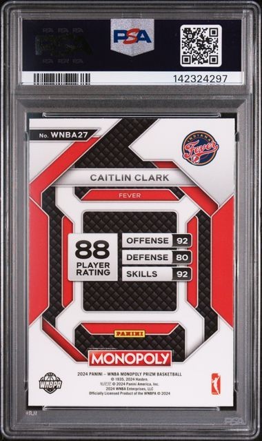 2024 Prizm Monopoly WNBA #27 Caitlin Clark : Insert : Rookie Card : PSA 9 view 2
