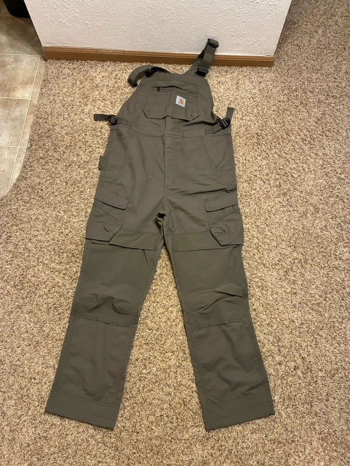 Carhartt Force Buckle Clip Overalls In Olive Green/gray - Size 30 X 30 - Image 2 of 4