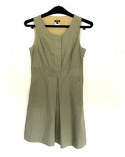 J.Crew 100% Cotton Short Dress Sz 6 Olive Green Pockets Lined  Preppy Excellent