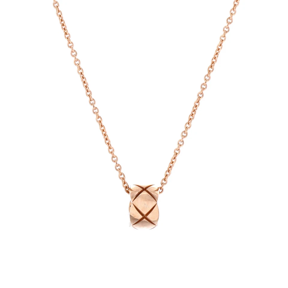 Chanel Coco Crush Double Chain Pendant Necklace 18K Beige Gold