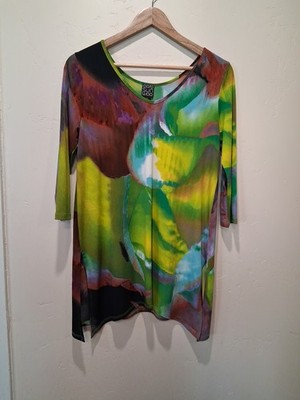 Clara Sun Woo Wmn S Multicolor Stretch 3/4 Sleeve Shirt USA  Art to Wear Teacher