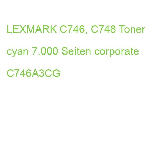 Lexmark C746, C748 Toner Cyan 7.000 Seiten Corporate C746A3CG (0734646435666)-image