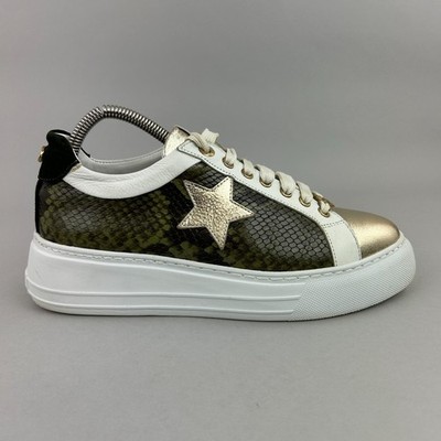 Moda in Pelle Sneaker Größe EU39 UK6 Bryanna Snake Leather Chunky Plateau Schuhe
