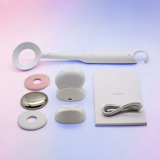 CELLECT Hot Stone Therapy and Spa Sonic Cleansing Device with Body Brush Set