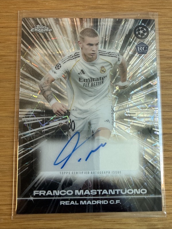 2025-26 Topps Chrome UEFA Club Comp Franco Mastantuono RC Black Lazer Auto