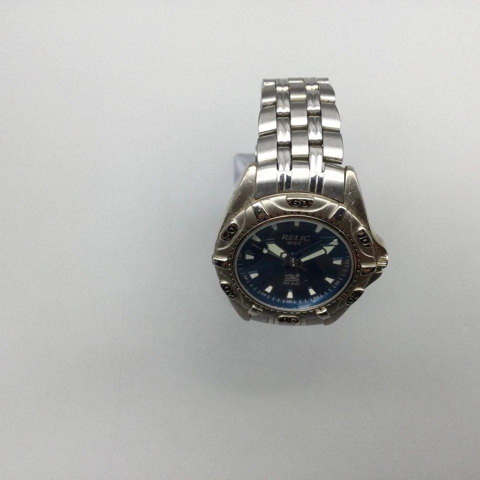 Reloj Relic Wet Hombre ZR14460 38mm Tono Plateado Esfera Azul Batería Nueva 6.75" Foto 3 de 4