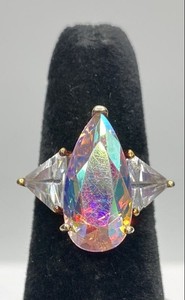 9k Yellow Gold Quartz & Glass Cocktail Ring 5.71g
