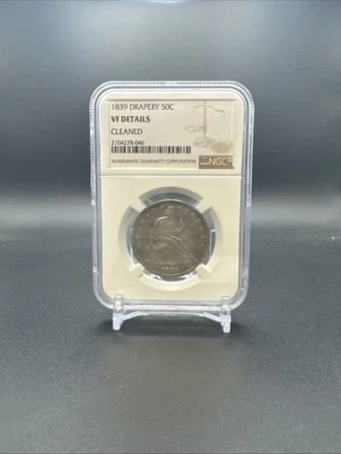 1839 NGC VF Seated Liberty Half Dollar Drapery Cleaned 50c