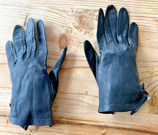 VTG Womens Italian Leather Gloves, Black, Size 6, Made in Italy