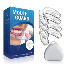 4Piece Mouth Guard Dental Night Anti Grinding Mouth Teeth Guards Clear Adult Use