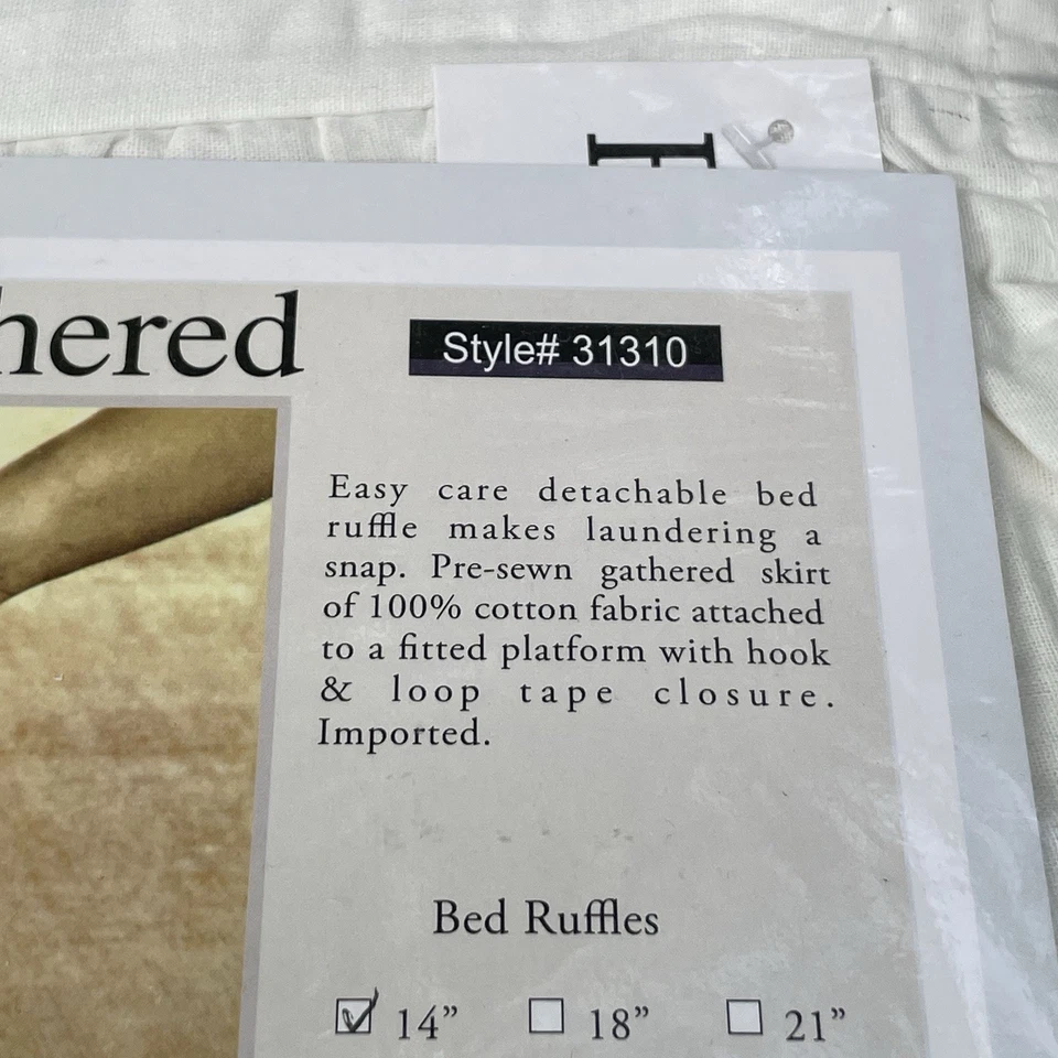 NUEVA Falda de Cama Company Store Talla Queen 14” Algodón Caída Marfil Reunida Desmontable Foto 3 de 4
