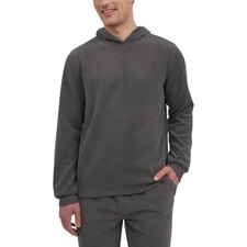 NEW Eddie Bauer Men's L Textured Lounge Hoodie Gray Polyester/Spandex M0099
