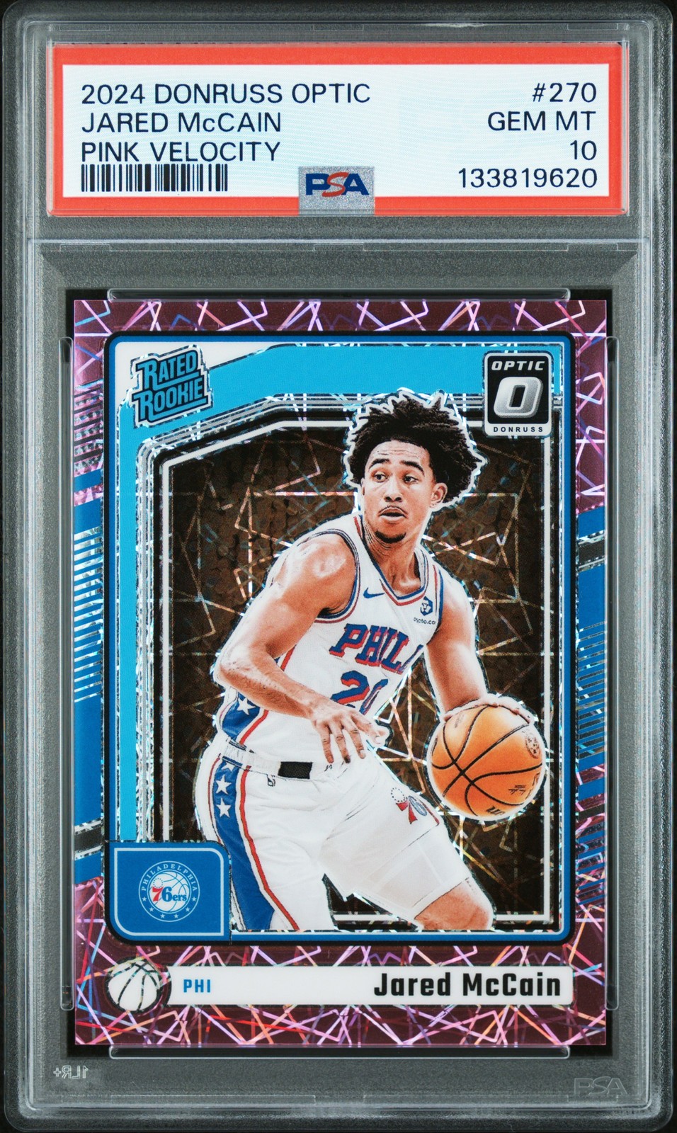 2024 PANINI DONRUSS OPTIC PINK VELOCITY #270 JARED MCCAIN ROOKIE RC 24/79 PSA 10