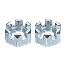 1/2"-13 Hexagon Slotted Nut, Grade 6.8 Carbon Steel Hex Nuts, Silver, 2Pcs