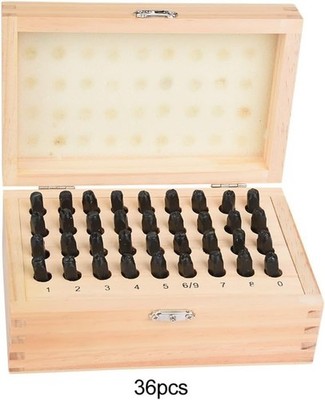 1/8'' 3mm Letter and Number Steel Stamp Set 36-PC, A-Z, 0-9 in Wooden Case New