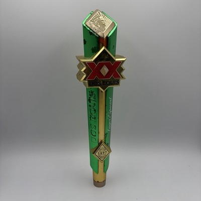 Dos Equis XX Lager Especial Cerveza Beer Tap Handle Metallic Green Man Cave Keg
