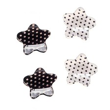 4 Star Mini Claw Clips Polka Dot, Black White Small Cute Starfish Hair Clips