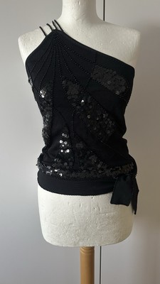 Mango MNG Edles Top Shirt Oberteil Pailletten Perlen besetzt binden 38 40 L Neu