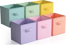 Sorbus 11 Inch Fabric Storage Cubes - Sturdy Collapsible Bins with Handle - 6 F