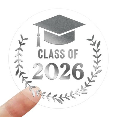 100 PCS Class of 2026 Graduation 1.6 inch, 2026 - silver Foil