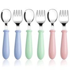 Pimoys 6 Pieces Toddler Utensils Kids Silverware Baby Forks blue/green/pink