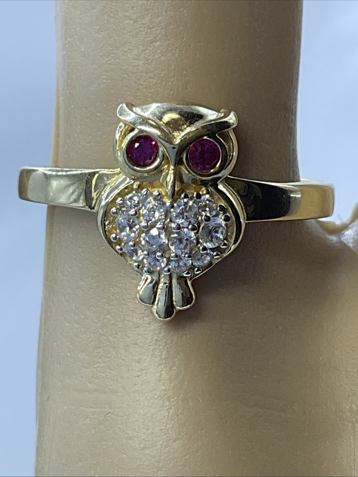 D&B Solid 14K Yellow Gold Created Ruby & White CZ… - image 7