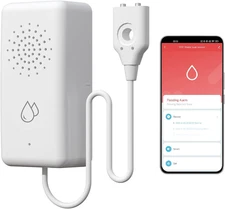WiFi Water Leak Detector, Smart Water Sensor with Cable, 85dB Audio/App/SMS/E...